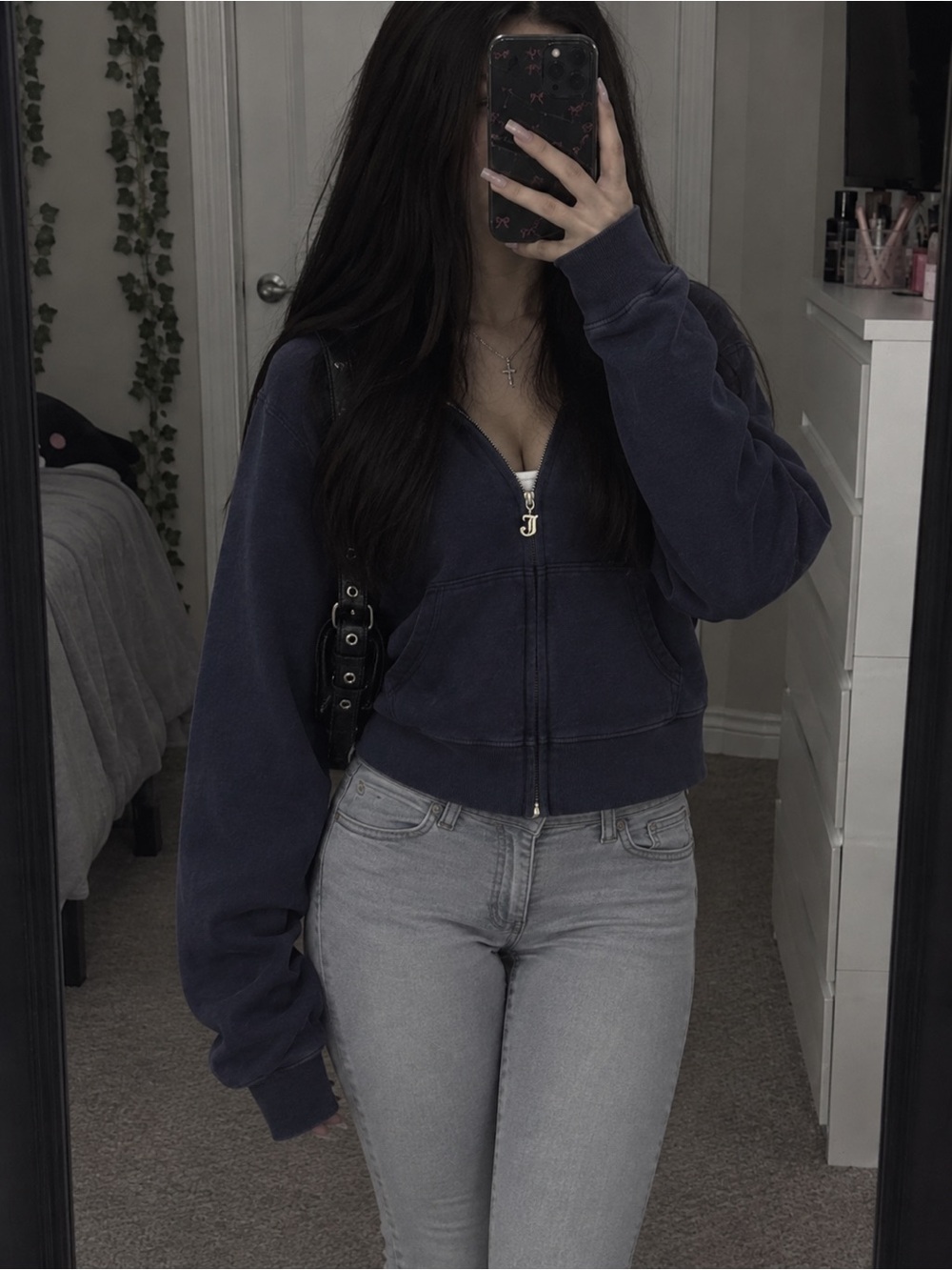 Women's Navy Zip-Up Hoodie Jacket